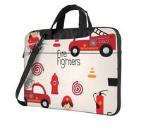 OAZCVBNN Borsa versatile per computer portatile con stampa di piccoli ragazzi e ragazze in vigili del fuoco elegante custodia per laptop con tracolla a tracolla, Nero , 14 inch
