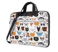 OAZCVBNN Borsa versatile per laptop con stampa di matti di cane e gatto con bulldog, beagle, labrador, borsa elegante per computer portatile, con tracolla a tracolla, Nero , 13 inch
