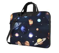 OAZCVBNN Borsa versatile per laptop con stampa di pianeti, stelle e Via Lattea, elegante, con tracolla a tracolla, Nero , 13 inch