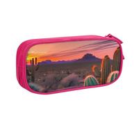 OAZCVBNN Cactus Desert Sunset stampa astuccio per cancellare il trucco penne studenti scuola ufficio multi-scene uso, rosa, taglia unica, Set di zaini per la scuola