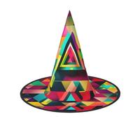 OAZCVBNN Cappello da strega unisex con stampa a triangolo colorato per carnevale, cosplay, cappello pieghevole e feste a tema