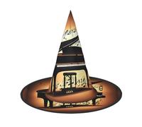 OAZCVBNN Cappello da strega unisex con stampa di violino e note musicali, per carnevale, cosplay, cappello pieghevole e feste a tema