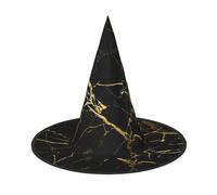 OAZCVBNN Cappello della strega nero dell'oro di Halloween della stampa della carta da parati unisex per il cappuccio pieghevole