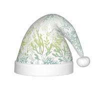 OAZCVBNN Cappello di Natale per bambini con stampa di alghe marine verdi blu mare per bambini 35 cm cappelli per Babbo Natale feste Halloween
