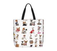 OAZCVBNN Carino Chihuahua Pug Modello Stampa Elegante Tote Riutilizzabile Eco-Friendly Borsa da Viaggio Leggero Lavoro Casual Uso quotidiano