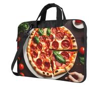 OAZCVBNN Cassa alla moda versatile della borsa del computer portatile della stampa dell'alimento della pizza con le opzioni della cartella della spalla del messaggero, Nero , 15.6 inch