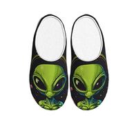 OAZCVBNN Ciabatte lavabili anti-pilling con stampa aliena verde uso versatile per donne uomini scarpe eleganti accoglienti