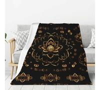 OAZCVBNN Coperta versatile con stampa di fiori di loto oro per tutto l'anno, per divano, biancheria da letto, idea regalo, super morbida al tatto