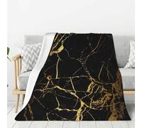 OAZCVBNN Coperta versatile con stampa marmorizzata nera e oro per tutto l'anno, per divano, biancheria da letto, idea regalo, super morbida al tatto