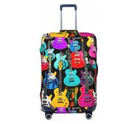 OAZCVBNN Copertura per bagagli da viaggio con stampa di chitarre colorate con design elastico antigraffio, Nero , L