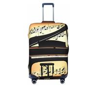OAZCVBNN Copertura per valigia, con stampa di pianoforte, violino e note musicali, con design elastico antigraffio, Nero , S