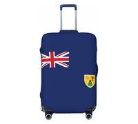OAZCVBNN Copertura per valigie con stampa di bandiera delle Isole Turks e Caicos con design elastico antigraffio, Nero , S