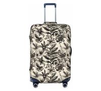OAZCVBNN Copertura per valigie da viaggio con motivo floreale e erbe botaniche, con design elastico antigraffio, Nero , M