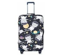 OAZCVBNN Copertura per valigie da viaggio con stampa di astronauta con design elastico antigraffio, Nero , L