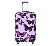 OAZCVBNN Copertura per valigie da viaggio con stampa di farfalle viola, design elastico antigraffio, Nero , M