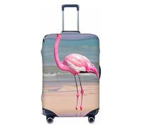 OAZCVBNN Copertura per valigie da viaggio con stampa di fenicottero rosa sulla spiaggia, con design elastico antigraffio, Nero , S