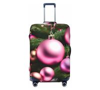 OAZCVBNN Copertura per valigie da viaggio con stampa di palline di Natale rosa con design elastico antigraffio, Nero , L