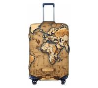 OAZCVBNN Copertura per valigie da viaggio con stampa di una mappa del mondo macchiata antica con design elastico antigraffio, Nero , L