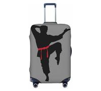 OAZCVBNN Copertura per valigie da viaggio con stampa di uomini karate con design elastico antigraffio, Nero , S