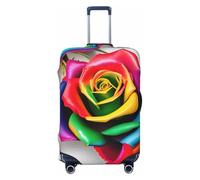 OAZCVBNN Copertura per valigie da viaggio con stampa floreale arcobaleno con design elastico antigraffio, Nero , L