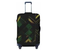 OAZCVBNN Copertura per valigie da viaggio con stampa geometrica nera, verde e oro, con design elastico antigraffio, Nero , M