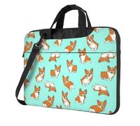 OAZCVBNN Corgi, borsa per computer portatile con stampa di cane carino, versatile, elegante custodia per laptop con tracolla a tracolla, Nero , 13 inch