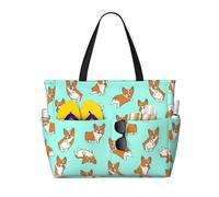 OAZCVBNN Corgi, borsa riutilizzabile con stampa di un cane, elegante, leggera, per vacanze, picnic, palestra, campeggio, uso versatile