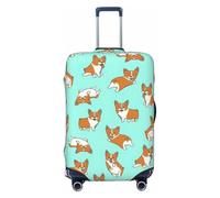 OAZCVBNN Corgi, copertura per valigia da viaggio con stampa di cane carino, con design elastico antigraffio, Nero , L