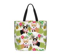 OAZCVBNN Corgi Hawaiian Tropical Summer Ananas Stampa Elegante Tote Riutilizzabile Eco-Friendly Borsa da Viaggio Leggera Lavoro Casual Uso quotidiano