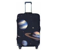 OAZCVBNN Cover per valigie da viaggio con stampa di pianeti e stelle e galassie della Via Lattea, con design elastico antigraffio, Nero , L