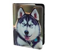 OAZCVBNN Custodia a portafoglio per passaporto con stampa di cane husky, per uomini e donne, per viaggi di lavoro e tempo libero