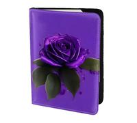 OAZCVBNN Custodia a portafoglio per passaporto con stampa di rose viola per uomini e donne, per viaggi di lavoro e tempo libero