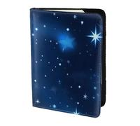 OAZCVBNN Custodia a portafoglio per passaporto con stampa di stelle blu brillanti per uomini e donne, per viaggi di lavoro e tempo libero