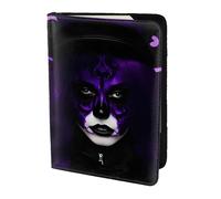 OAZCVBNN Custodia a portafoglio per passaporto con stampa spettrale gotica viola nera per uomini e donne per viaggi di lavoro e tempo libero