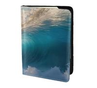 OAZCVBNN Custodia a portafoglio per passaporto da uomo e donna con stampa oceanica e onde marine, per viaggi di lavoro e tempo libero