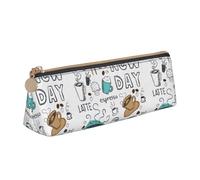 OAZCVBNN Delizioso astuccio in pelle con stampa caffè elegante astuccio scuola viaggio trucco organizzazione leggero