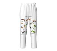 OAZCVBNN Diversi tipi di pantaloni traspiranti con stampa lucertola festività donne uomini pigiama divertimento famiglia, Nero , 10-12