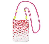 OAZCVBNN Falling Red Hearts Print Phone Crossbody Bag per donne e uomini leggero impermeabile moda fionda portafoglio, Fucsia, Taglia unica
