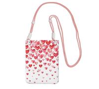 OAZCVBNN Falling Red Hearts Print Phone Crossbody Bag per donne e uomini leggero impermeabile moda fionda portafoglio, rosa, Taglia unica