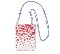 OAZCVBNN Falling Red Hearts Print Phone Crossbody Bag per donne e uomini leggero impermeabile moda fionda portafoglio, Viola, Taglia unica