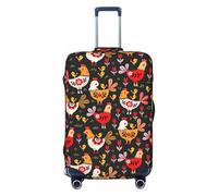 OAZCVBNN Graziosa copertura per valigie da viaggio con stampa di galline con design elastico antigraffio, Nero , XL