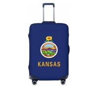 OAZCVBNN Kansas State Flag Print Unico Valigie Coperture Viaggio Bagagli con Elastico Anti Graffio Design, Nero , L