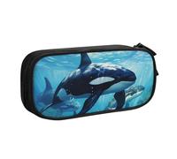 OAZCVBNN Killer Whales Swim Along - Astuccio per matite con stampa, per cancellare il trucco, penne, studenti, scuola, ufficio, uso multiplo, Nero , taglia unica, Set di zaini per la scuola
