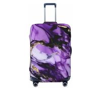 OAZCVBNN La valigia unica viola della stampa del marmo copre la copertura dei bagagli di viaggio con progettazione elastica anti graffio, Nero , L