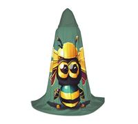 OAZCVBNN Mantello con cappuccio con stampa di api dei cartoni animati, mantello per cosplay, festival stagionali, abbigliamento da mago eventi