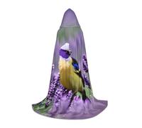OAZCVBNN Mantello con cappuccio con uccellino viola lavanda floreale stampa fiori mago Halloween e carnevale feste con cappuccio per uomini, donne, adolescenti bambini