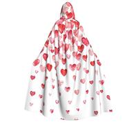 OAZCVBNN Mantello con cappuccio per adulti con stampa di cuori rossi che cadono a tema carnevale cosplay per festival feste all'aperto