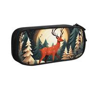 OAZCVBNN Merry Christmas - Astuccio con stampa di cervi per cancellare il trucco, penne, studenti, scuola, ufficio, multi-scena, uso, Nero , taglia unica, Set di zaini per la scuola