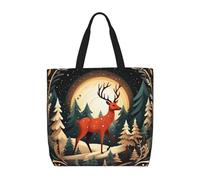 OAZCVBNN Merry Christmas Deer Print Elegante Tote Riutilizzabile Eco-Friendly Borsa da Viaggio Leggera Lavoro Casual Uso quotidiano