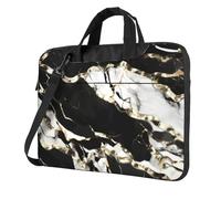 OAZCVBNN Nero E Bianco Marmo Texture Stampa Versatile Borsa Per Laptop Elegante Custodia Per Computer Portatile Con Opzioni Cartella A Tracolla Messenger, Nero , 14 inch